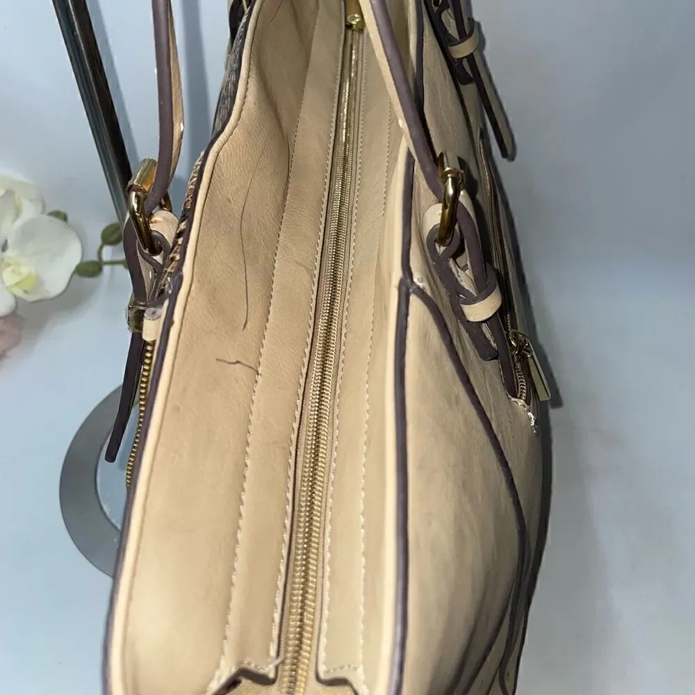 Charming Charlie Snakeskin Print Tote Bag Tan XLarge